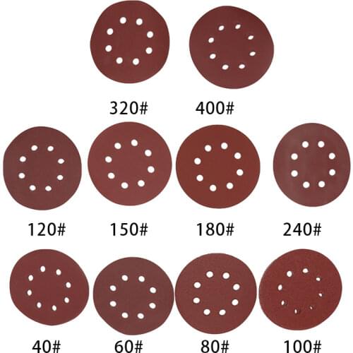 80pcs 5 Inch 125mm Round Sandpaper Eight Hole Disk Sand Sheets Grit 40-400 Hook and Loop Sanding Disc Polish Abrasive Tools