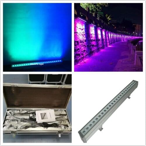 8lot+Flycase outdoor ip65 waterproof led wash bar 24x3w 3in1 led wall light rgb led whaser light