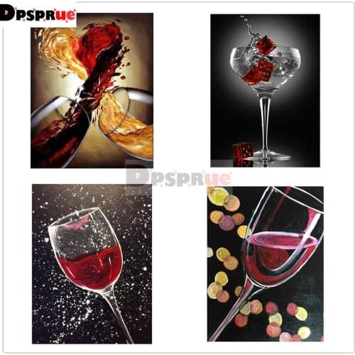 Dpsprue 5D DIY Diamond Painting Cross Stitch Red Wine Landscape Home Decoration Embroidery Picture Handcraft Art Kits Lover Gift