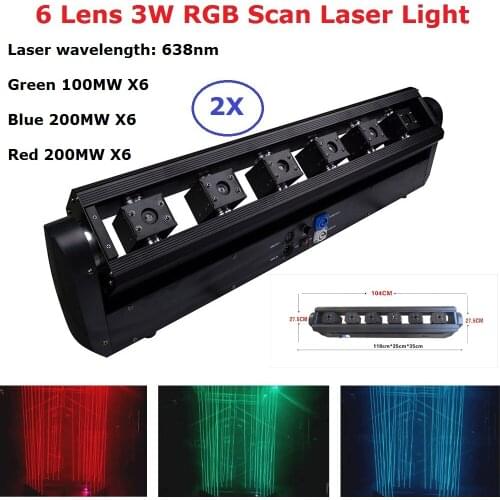 Dj Laser Light RGB 3W 6 Lens Laser Moving Head Beam Light DMX Laser Projector Light Laser Stage Lighting Effect Club Equipment