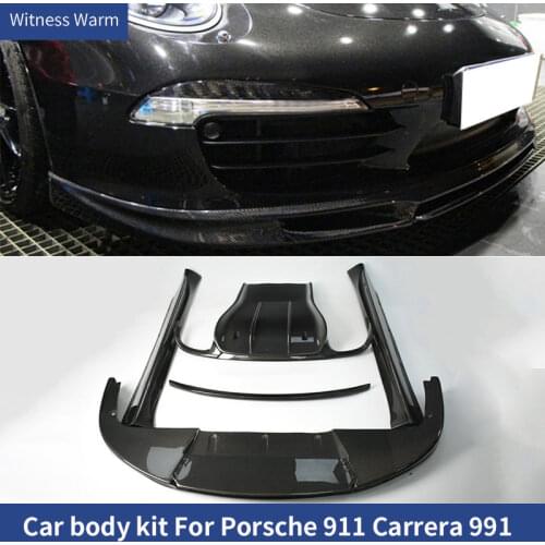 For Porsche 911 Carrera 991 Car body Kit Carbon Fiber Front Rear bumper Lip Splitters diffuser Side Skirts Rear Spoiler 2012-15