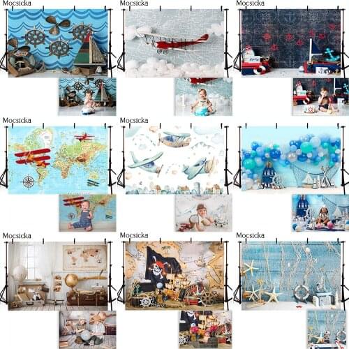 Newborn Kids Adventure Birthday Cake Smash Portrait Backdrop for Photography Studio Pilot Navigator 1st Birthday Art Photocall