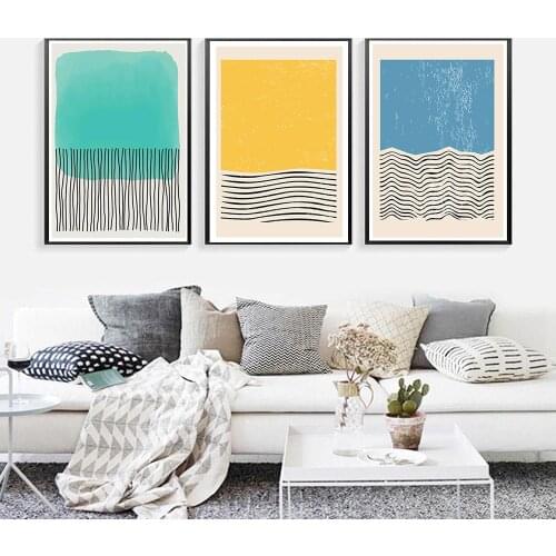 Minimalist Style Geometric Pictures Abstract Color Line Wall Art Canvas Painting Poster and Print Gallery Living Room Home Decor