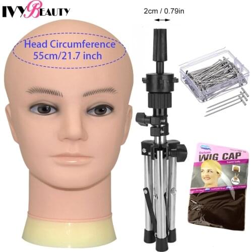 Bald Mannequin Head Male Wig Head Stand Professional Cosmetology For Wig Making Display Hat Display Head Model With Free Clamp