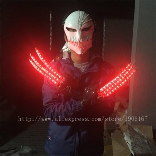 Hot Sale Red Led Luminous Wolverine Claws Gloves Light Up Show Christmas Halloween Handwear Stage Props Party Supplies