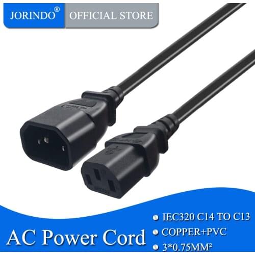 JORINDO 0.5M/1.6FT IEC320 C13 female to c14 male Mains Power Extend Cord ,C14 3 pin to C13 3 hole Adapter Cable,10A