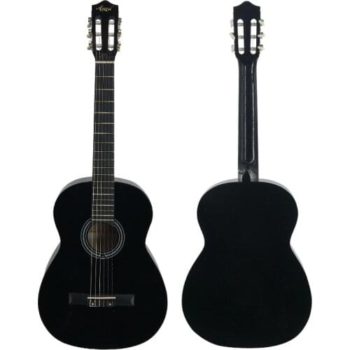 39 Inch Classical Guitar 6 Nylon Strings Linden Wood Black And Yellow Color Musical Instrument For Beginner