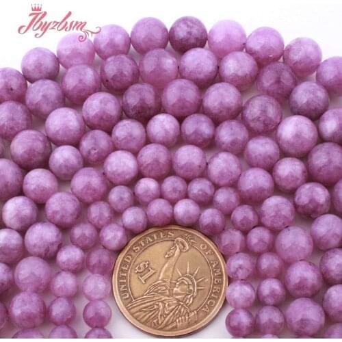 6.8.10mm Round Ball Lilac Purple Jades Spacer Loose Bead Stone Strand 15"For Necklace Bracelet DIY Jewelry Making Free Shipping