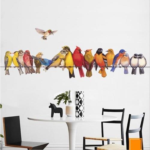 Many birds are on the rope Wall Sticker Home Decoration DIY Living kids Room Sofa Background Mural art Decals poster stickers