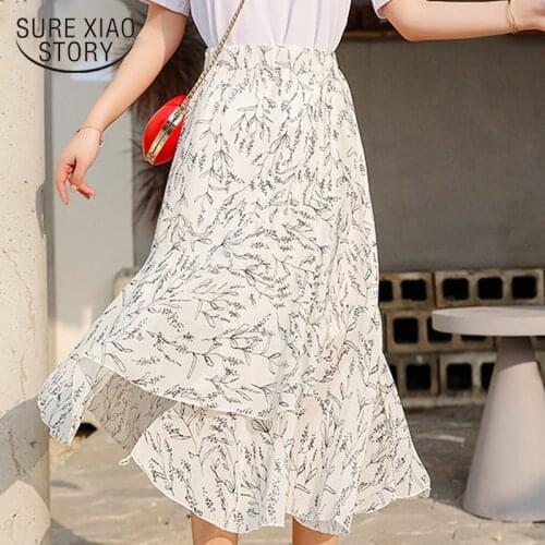 Fashion shirt 2021 Elastic high waist floral skirt elegant ladies skirt female women Half body Elegant atmosphere Lady 3039 50