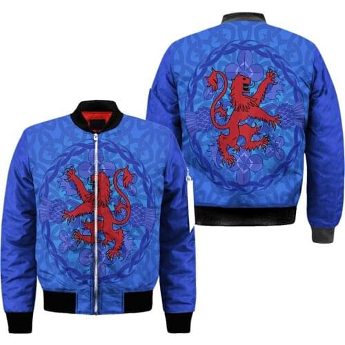 Mens Scotland Lion Skull 3D Printed Bomber Jackets Punk Zipper Unisex Flight Jacket Women Streetwear US Size Winter Thick Coat 1