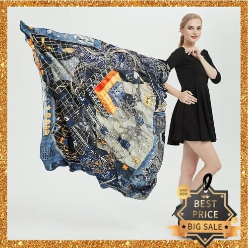 2020 New Print Women Big Scarf 130cm Square Pashmina Twill Silk Feeling Ladies Kerchief Luxury Scarves Hijab Fashion Shawl Wrap