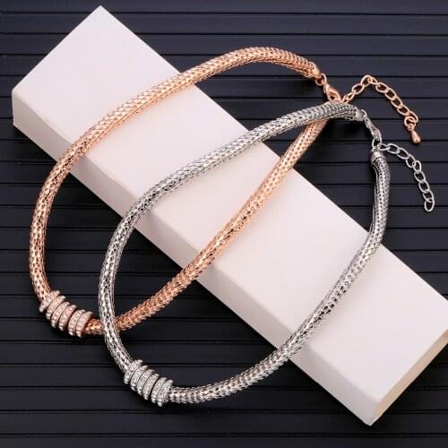 New Design Luxury Maxi Crystal Collar Necklace Gold/Silvery Plated Rhinestone Torques Choker Necklaces For Women Wedding Jewelry