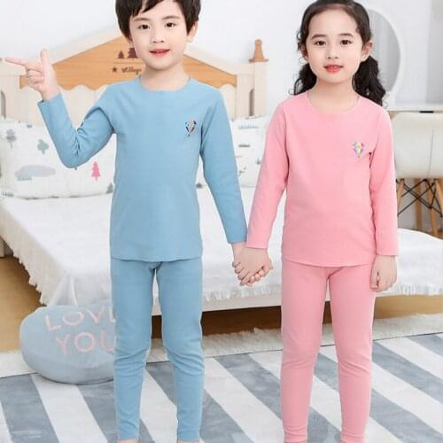 2020 Autumn Winter New Children Thermal Underwear Seamless Boys and Girls Casual Warm Suit Cute Printed Baby Clothes Set, #1156