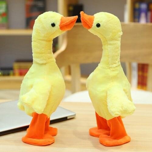 14in Plush Stuffed Toy Interactive Doll Electric Duck with Recording Songs Player Novelty Toy Soft Cotton Dancing Doll