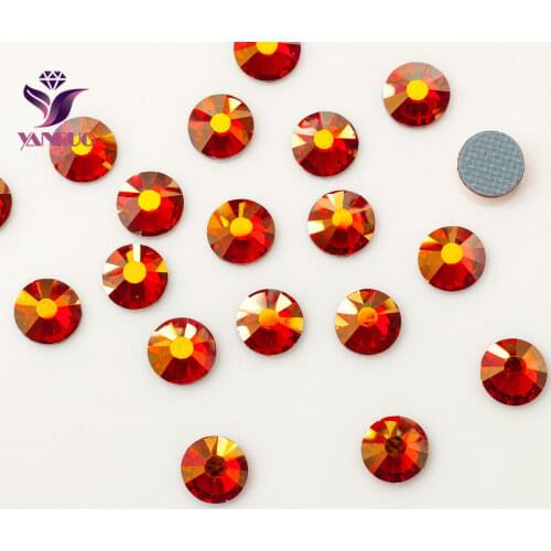 YANRUO 2058HF Light Siam AB Flat Back Strass Hotfix Rhinestones Crystal Heat Iron Crystal Stones