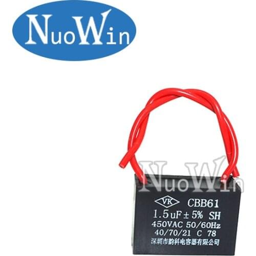 1pc CBB61 1.5UF starting capacitance AC Fan Capacitor 450V CBB Motor Run Capacitor