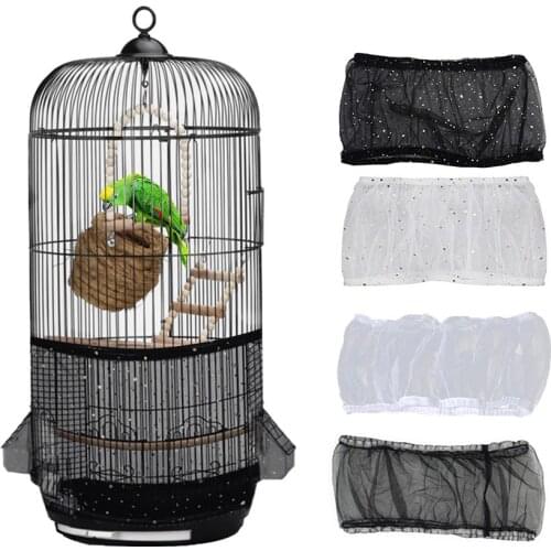 Bird Cage Cover Dustproof Seed Catcher Nylon Mesh Birdseed Net Guard for Length 30-45cm Bird Cage