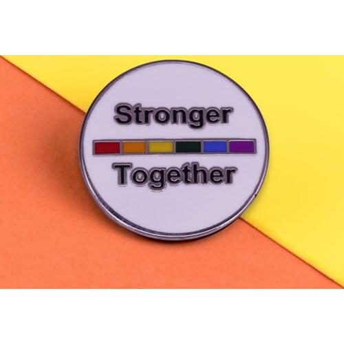 LGBTQ pride rainbow blocks enamel pin proud Together we are stronger LGBT Gay Lesbian Bisexual Transgender Queer Unity Equality