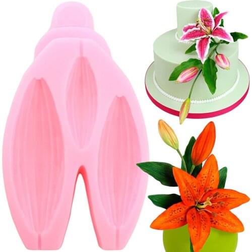 Lily Bud Silicone Molds Chocolate Fondant Cake Decorating Tools DIY Susarcraft Cupcake Topper Mould Candy Polymer Clay Moulds