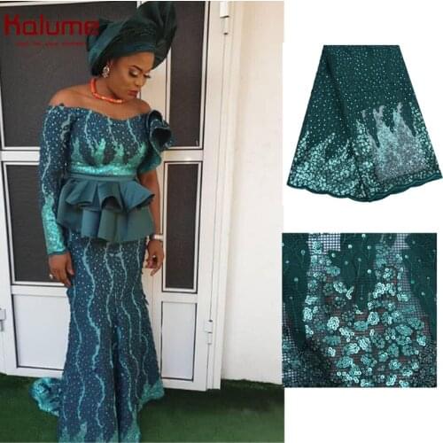 Blue African Dry Lace Fabrics 2020 High Quality Nigerian Lace Fabric With Sequines French Lace Fabric For Party Dress 1798