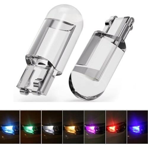10pcs T10 W5W 194 COB 12V LED Bulb White Yellow Red Ice Blue Green Pink Auto Lamp for Car Interior Dome Side Parking Light