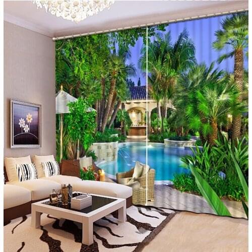 3D Rideau Photo Customize Size Villa Garden Pool Curtains For Bedroom Curtains For Living Room 3D Curtains Window Curtain