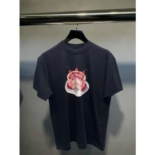 Women Short Sleeve Black Pink T-shirt Cake Pattern O-neck Loose Casual Female Tops 2021 Summer New