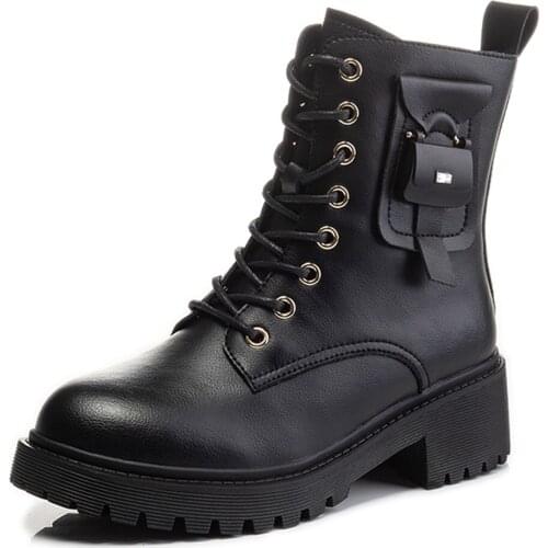 Martin Boots Women New British Style Casual Boots 2021 Autumn Winter Womens Heightened Leather Trend Short Boots