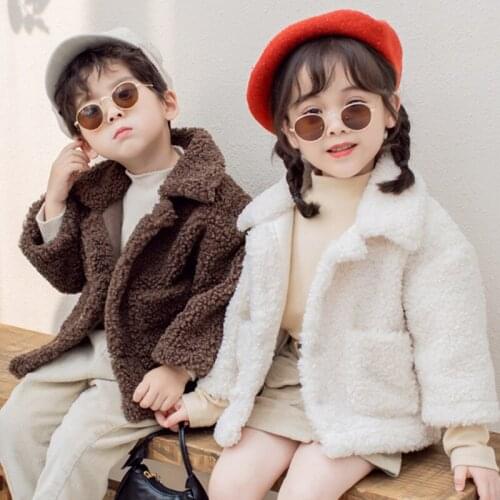 Toddler Kids Winter Clothing Hot Sale Fashion Children Cute Thick Jacket Solid Lambswool Warm Coat for Boys Girls Baby Jacket