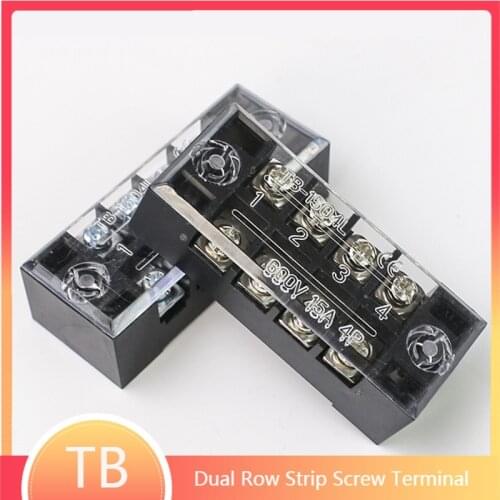 1 PC Dual Row Strip Screw Terminal Block Fixed Wiring Board wire connector TB-1505/TB-1504 15A TB-2505/TB2504 25A
