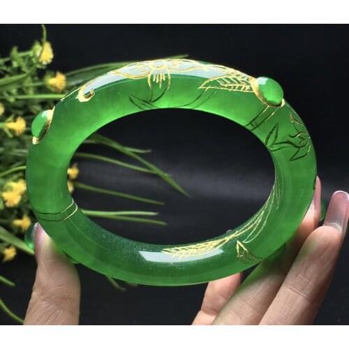 100% real green jade bangle round bracelets natural handmade jade bracelets green jade bangles bracelet for women