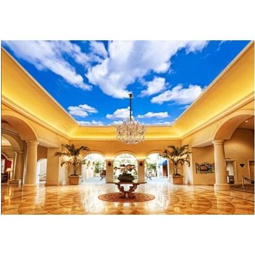 1832 Clouds around the sky Printing stretch ceiling film for workshop ceiling decoration