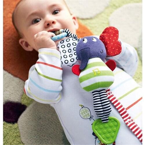 2018 Christmas Music Elephant Lathe Rattles Hang Baby Kids Dolls Educational Toys Teether hanging bed hanging belt