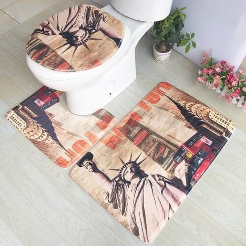 3 Pieces/ Set Toilet Seat Cover WC Carpet Bathroom Mats Set Memory Foam Rug 50*80 50*40 42*38 CM Kit Non-slip Floor Carpet Mat