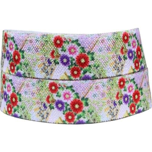 50yards/lot) Flora ribbons colorful tiny flower printed elastic