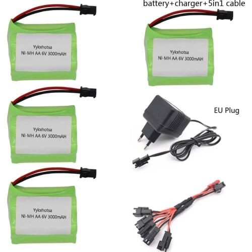 6V 3000mah NI-MH M Battery with charger 5in1 cable high capacity 6V NIMH battery electric toy battery for Remote car ship robot