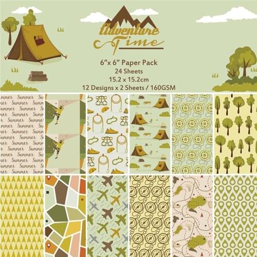 DIY Adventure Time Scrapbooking paper pack of 24 sheets handmade craft paper craft Background pad