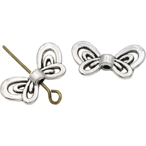 20pcs Tibetan Silver Plated Butterfly Spacer Beads for Jewelry Making Bracelet Jewelry Findings Accessories Handmade 11x9mm