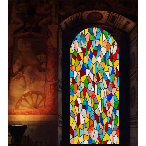 Custom Stained Decorative Window Film Frosted Privacy Window Sticker Non Adhesive Static Cling Glass Films UV Blocking Removable