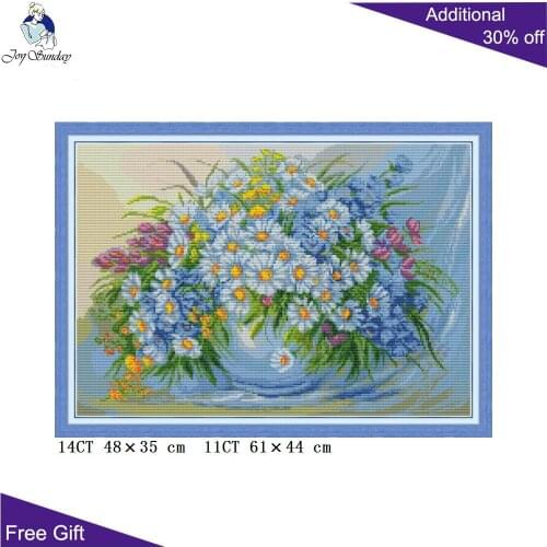 Joy Sunday Daisy Home Decor H828 Counted Stamped Daisy Needlework Needlepoint DIY Cross Stitch Kits