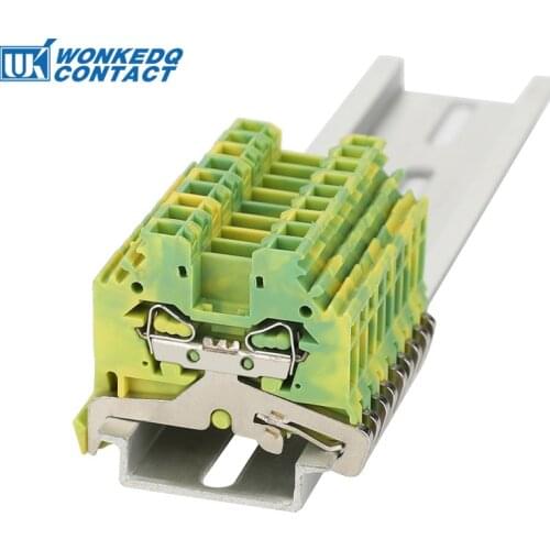 Ground Terminal block 280-107 Din Rail Wire conductor Spring Cage Connection Terminal Blocks 2 Conductor through 10pcs