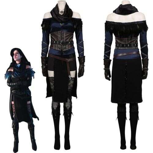 Game Witch Yennefer Cosplay Costume Yennefer Necklace Top Skirt Scarf Bely Full Suit Halloween Carnival Outfits