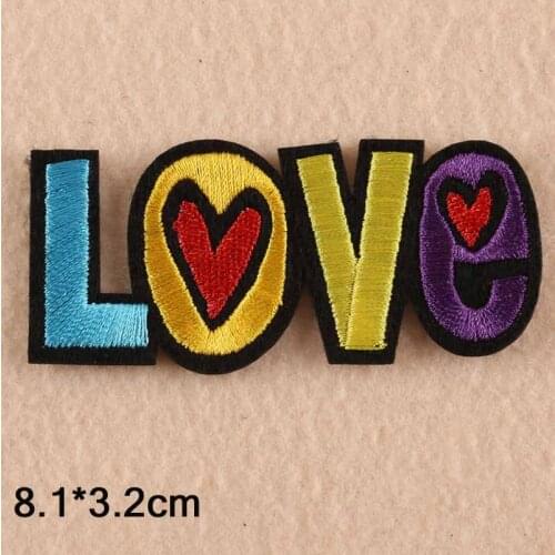 Colourful Love Iron On Embroidered Clothes Patch For Clothing Stickers Garment Apparel Accessories