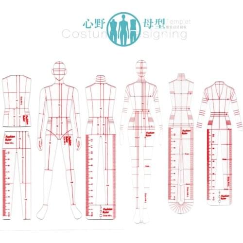 Fashion design mannequin hand drawing effect style drawing template ruler 3.0 men and women suit