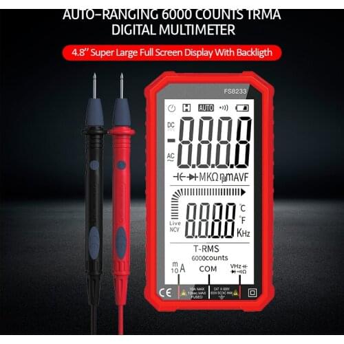 Multimeter with Temp Probe Automatic Digital Multimeter 6000 Counts Intelligent Multimetro AC/DC Current Voltage Ohm Hz Meter