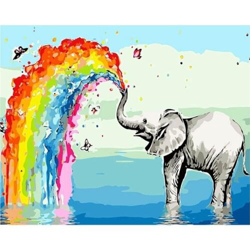Paint By Numbers Kit For Adults & Kids,Elephant DIY Painting On Canvas,Arts Craft For Wall Decor,16X20 Inch Frameless