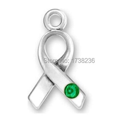 Raise Awareness For Irish Nationalists Ribbon With Green Crystal Diy Jewelry Charm