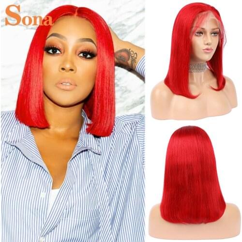 Red Bob Lace Front Human Hair Wigs 13X6 Highlight Blonde Pink Blue Grey Green Orange Ginger Colored Short Bob Lace Frontal Wigs