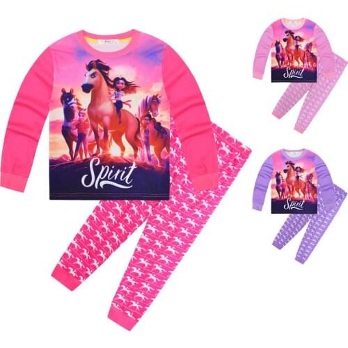 Kids Pajamas Children Spirit Riding Free Sleepwear Sets Girls Cartoon Pyjamas Pijamas Toddler Nightwear Clothes Kids Clothing